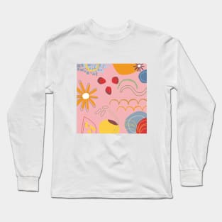 Pink abstract fruit and floral pattern Long Sleeve T-Shirt